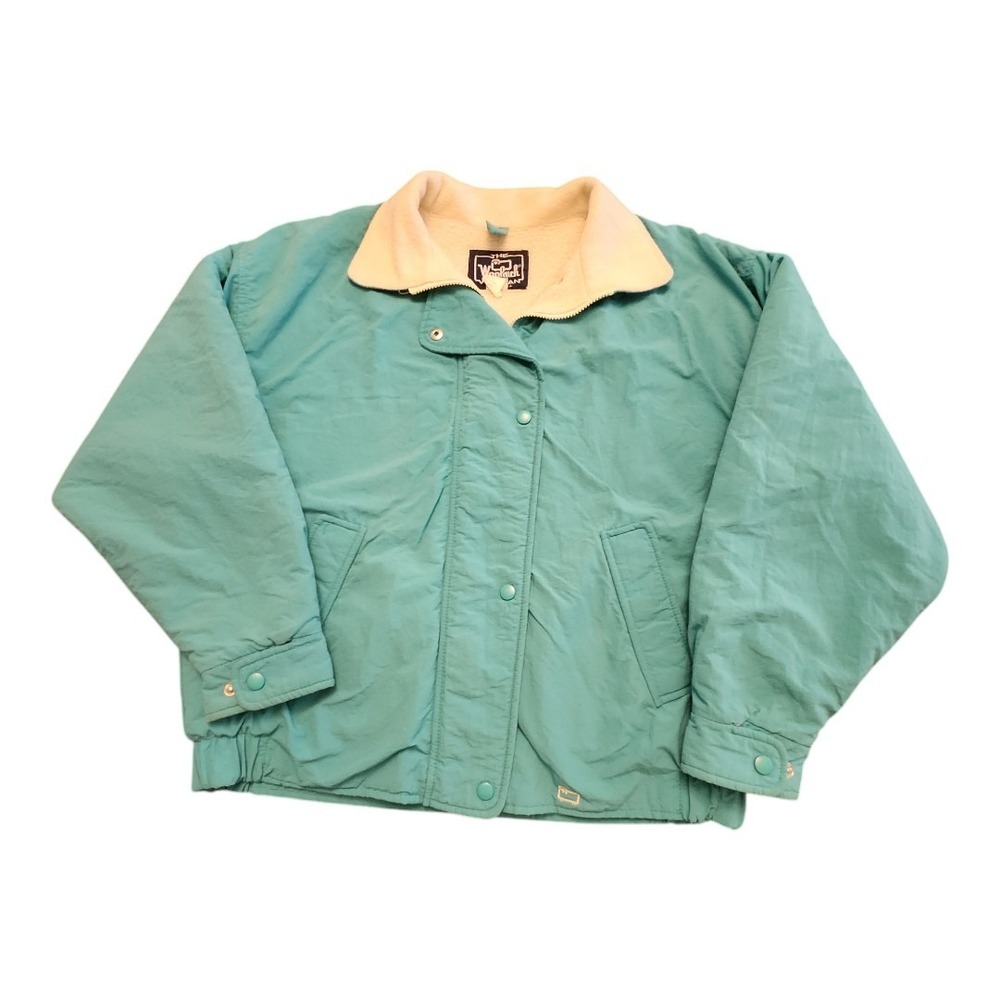 Vintage Woolrich Jacket Womens Large Green Full Zip‎ Long Sleeve USA Outdoors